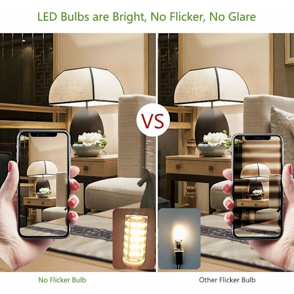 G9 LED-pære, 6W varm hvid 3000K G9 LED-lampe, 40W ækvivalent halogenlys, energibesparende G9 LED-pærer, flimmerfri ikke-dæmpbar, 6 stk. KLB