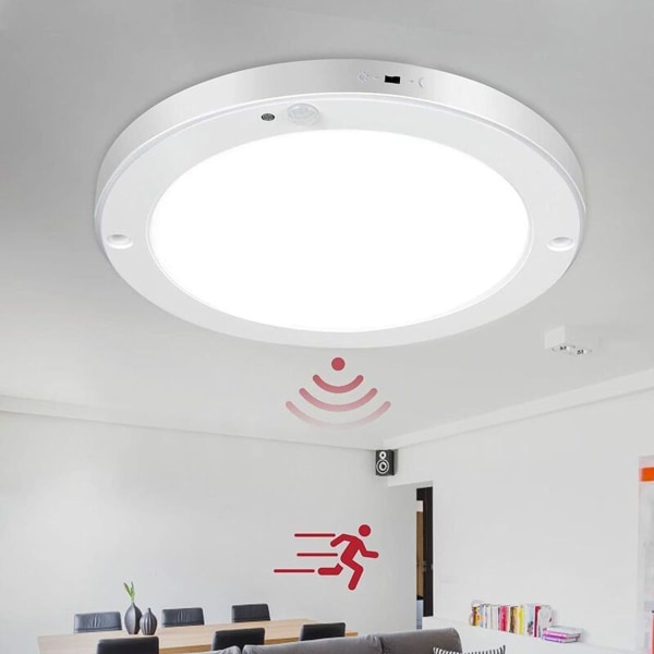 Taklampe, bevegelsessensor, LED, 18 W, 1200 lm, 4000 K, hvit, 22 cm, 2 moduser, stue