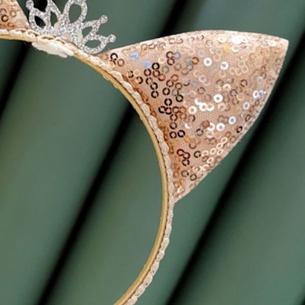 Glittrande diadem med kattöron i paljetter för flickor - Födelsedagsform4
