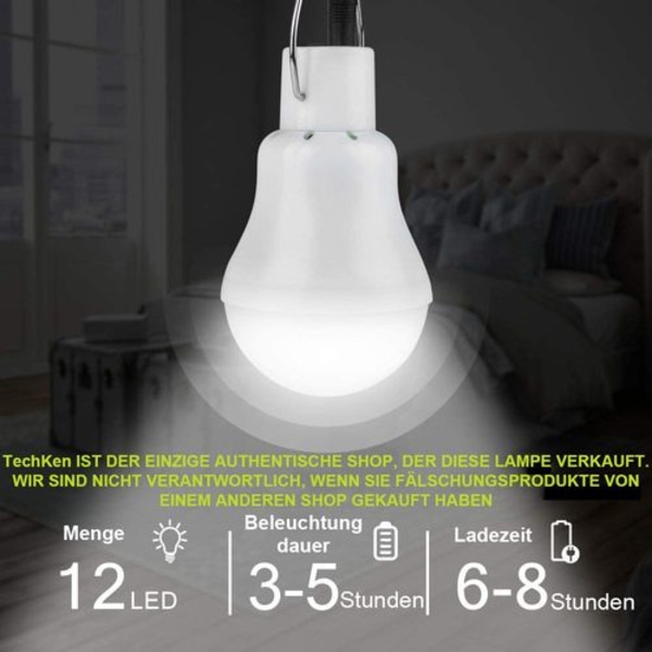 2-pack solcellslampor, TechKen solcellslampa LED-lampa bärbar glödlampa