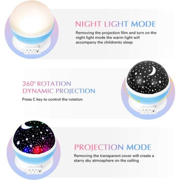 360° LED Starlight, Starlight Projektor Stjerner Søvnhjælp Baby