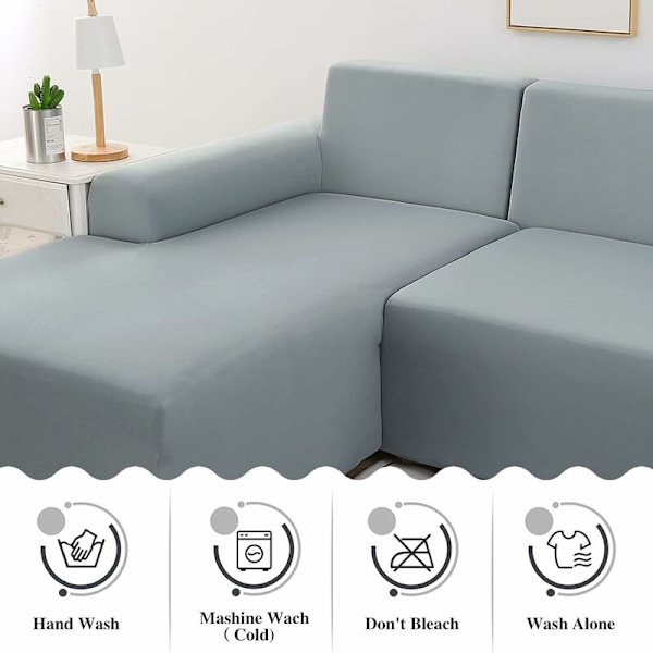 Stretchhörnsofföverdrag 2 delar, L-formad elastisk sofföverdrag, tvättbart universellt sofföverdrag, överdrag för soffa, 145-185cm KLB