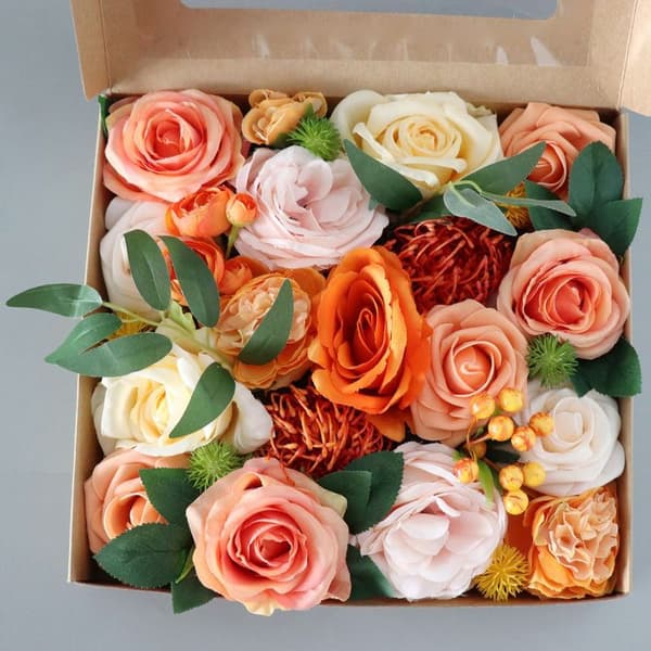 Kunstig Blomsteræske Bryllupsfest Gaveæske Orange