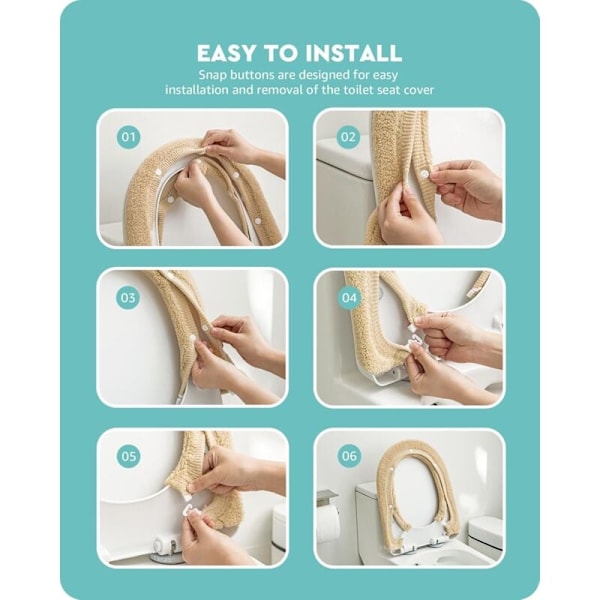 Lyxig tjock antibakteriell toalettstolsskydd - Varm - Universell - Beige KLB