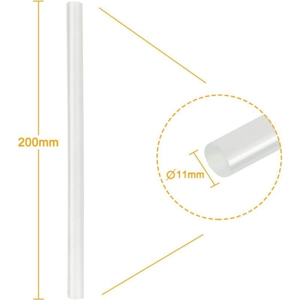 100 stk varmlimstifter 11 mm x 200 mm gjennomsiktige limpistolstifter (2 kg)