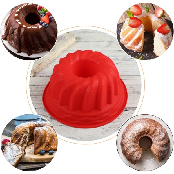 Rund Silikonform för Bakverk, Kouglof Muffin Savarin Stor Kakform, 23,5×10,5cm