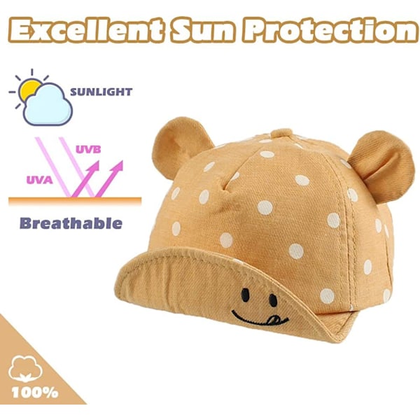 Bomull Baby Cap for Girl Boy Child Solhatt Justerbar Cap Vår Sommer Høst 6 til 30 Måneder-
