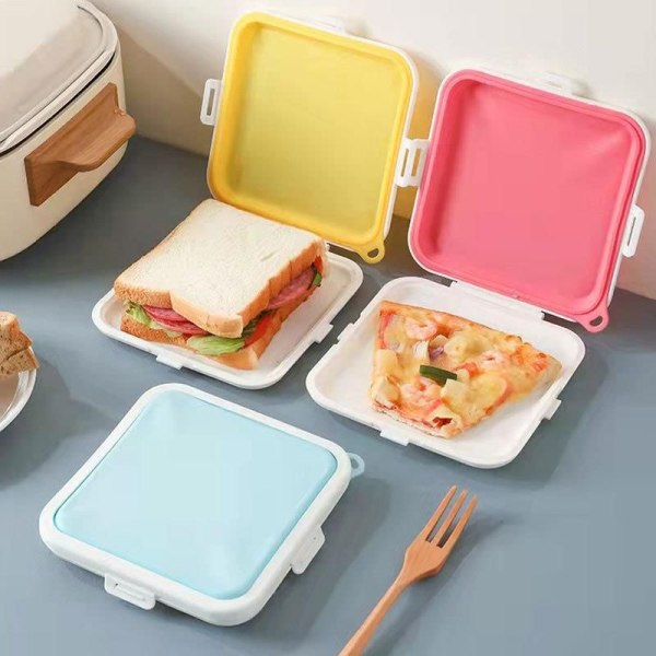 Sandwichbrød Oppbevaringsboks (Rosa), Bærbar Silikon Matboks, Varmesikker