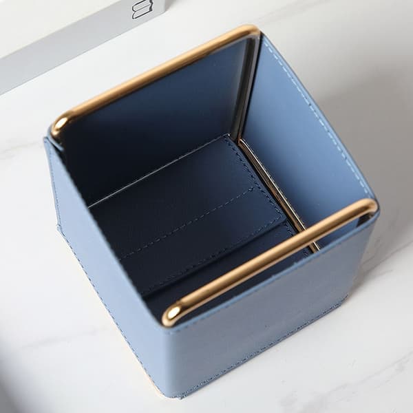 Lærpennholder, pennkopp og arrangør for Essential Blue