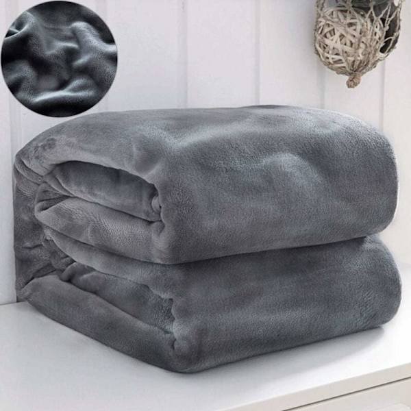 Fleecefilt i mjuk och bekväm flanell, filt för säng, soffa 200 x 230 Antracit KLB