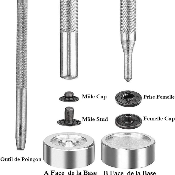 120 Set Lær Trykknappsett 6 Farge Metall Trykknapper med 4PCS