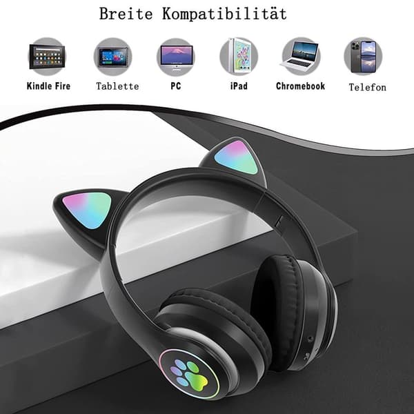 Trådløst Bluetooth-headset for barn med søte katteører