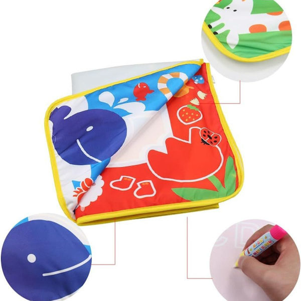 4 farger vann tegning maling pad og 2 vann penner vann doodle matte for barn KLB