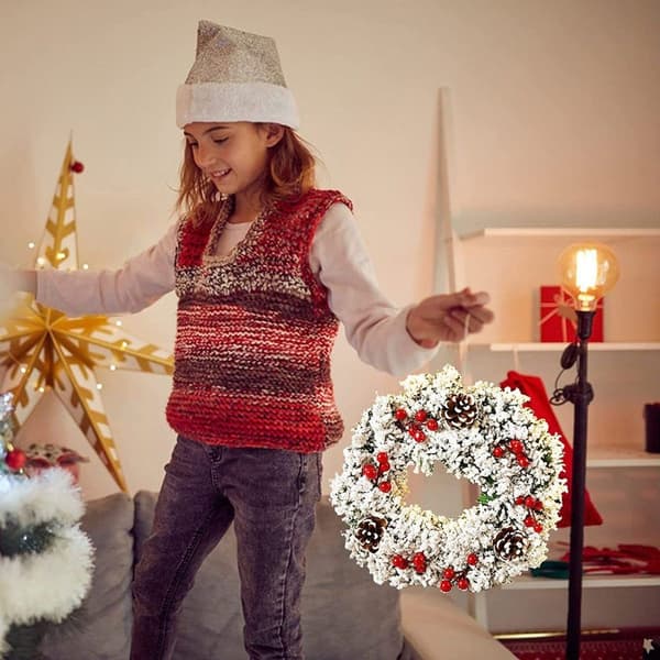 Jul dörrkrans Zonstore-snöflingor kottar bär, vinter KLB
