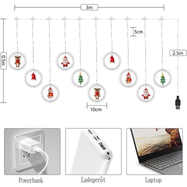 Julgardin Ljusridå: USB-driven inomhusbelysning