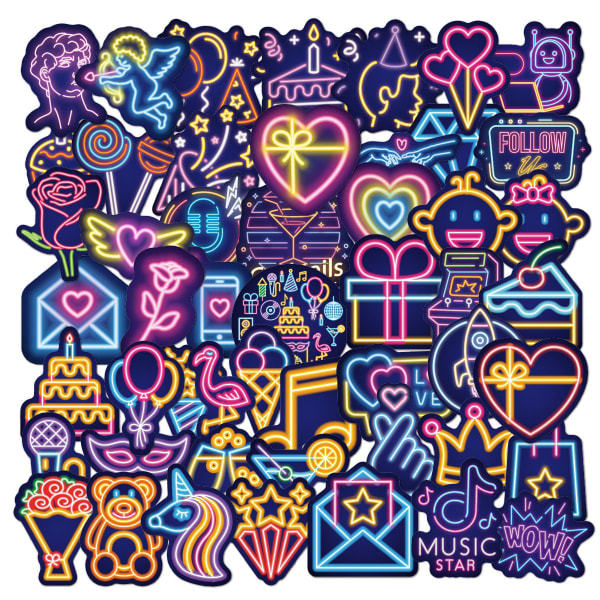Ny påse med neon graffiti-klistermärken [50st], klistermärke för bärbar dator, skateboard, bagage, vattenflaska, gitarr, vattentät klistermärke, present till tonåring vuxen