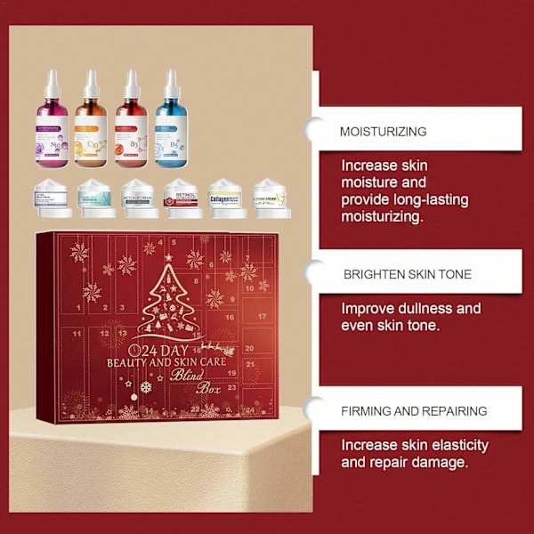 Legg til i ønskelistekalender 'Julehudpleie Julemakeupsett, kalender' Jule skjønnhet 24 dager, nedtellingskalender Jul, gaveeske