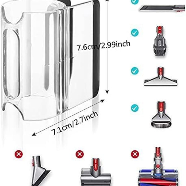 Transparent klämma för Dyson-tillbehör - kompatibel med V11 V10 V8 V7 KLB