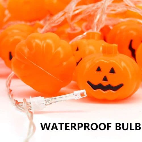Halloween-fe-lys, græskar-fe-lys, batteridrevet, 30 LED