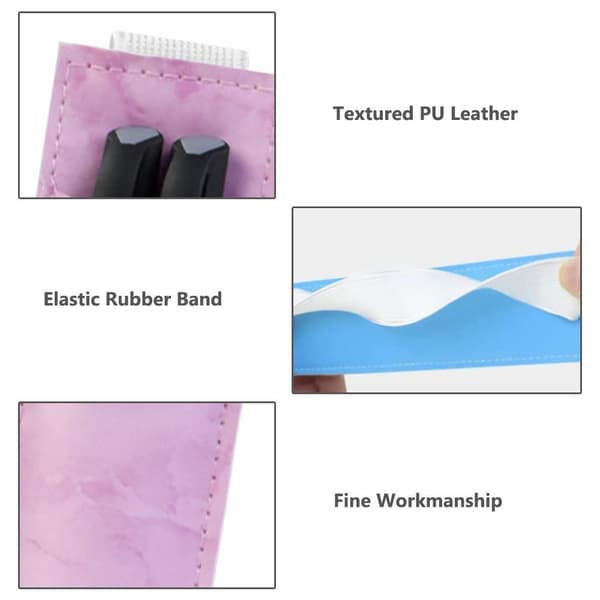 2 stk. Penholder Penetui Læder Tilbehør Elastisk Rosa