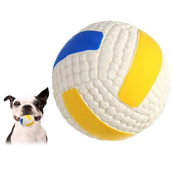 Hundleksak Hundboll Squeaker, Hållbar Naturligt Gummi Volleyboll KLB