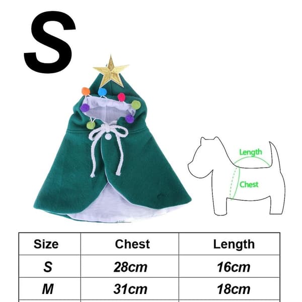 Pet Julekostume - Julecape med stjerne - S KLB