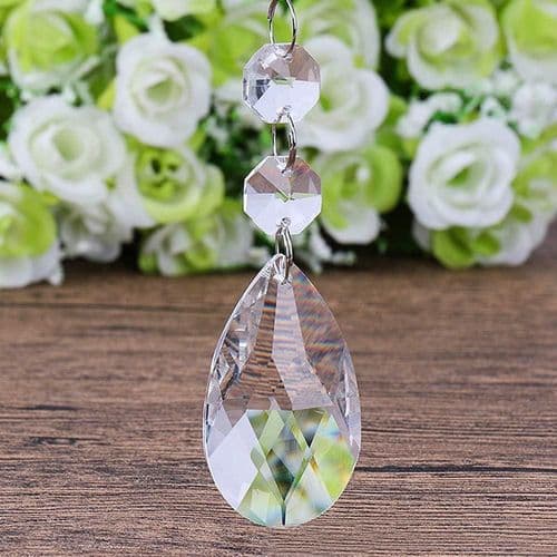 24 stk) 38 mm dråpeformet krystallanheng krystallglass lysekroneprisme