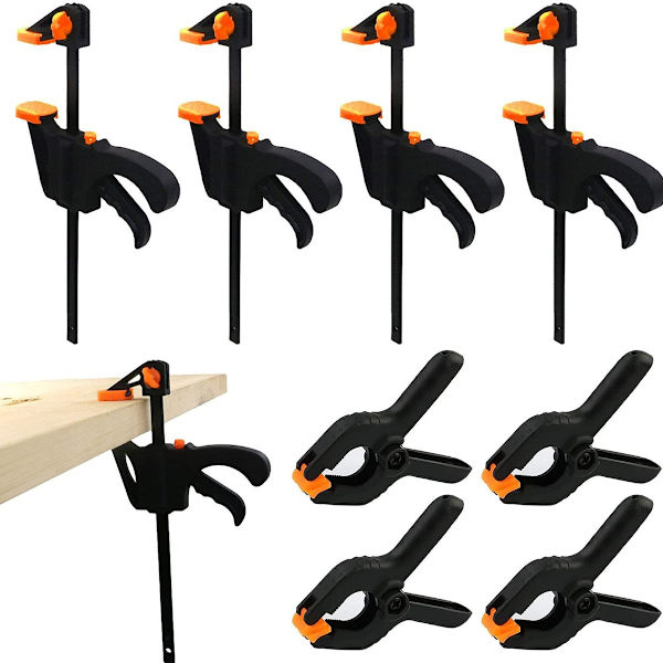 8 stk. F-klemme clips sæt, enhånds klemme, hurtigudløser klemme, klemme