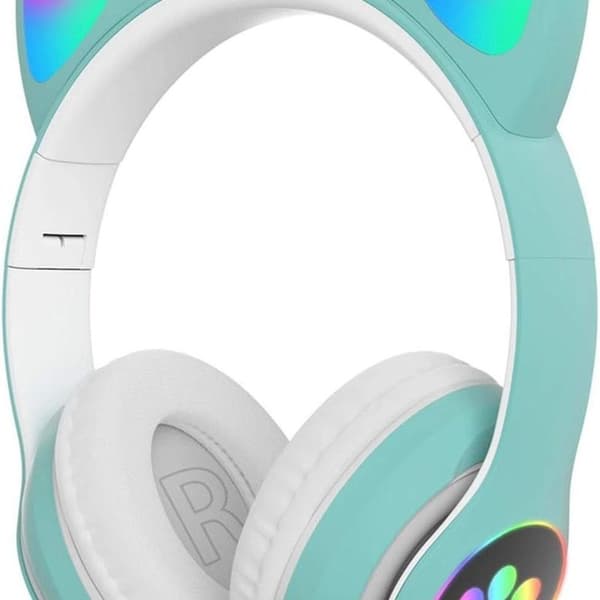 Barnens hörlurar kattöron LED-belysning Bluetooth grön