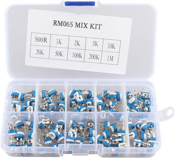 100 stykker 10 verdier variabel motstand justerbar trimmer potentiometer