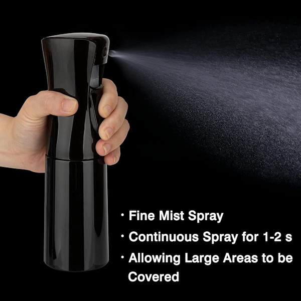 200 ml kontinuerlig sprayflaska (2-pack svart), hårsprayflaska, fin dimma vattensprayflaska för salonger, frisör, växter, hudvård, rengöring