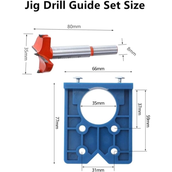 35MM Hinge Jig Concealed Hinge Drill Bit Sets Drilling Locator Guide Tools for Cupboard Hinges and Mounting Plates,For Carpentry KLB