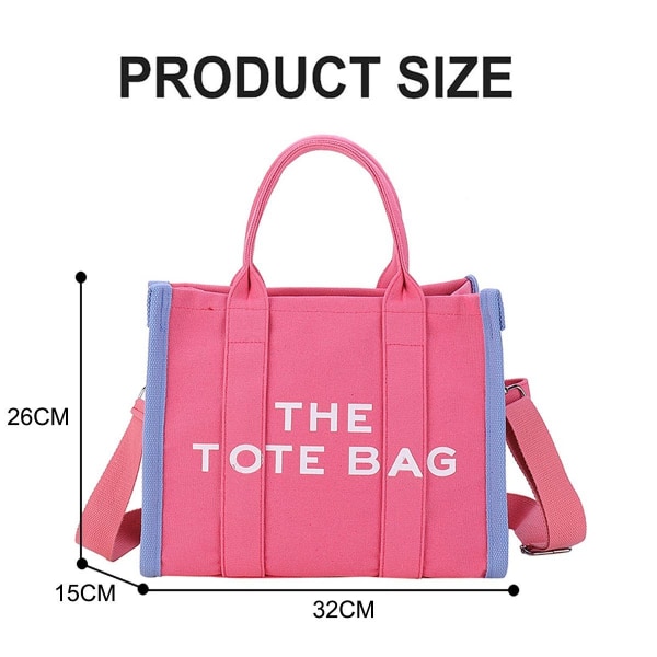 Canvas Tote Bag för kvinnor Resväska Handväska med rosa KLB
