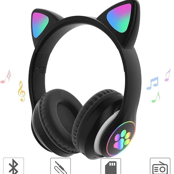 Trådlösa Bluetooth-hörlurar för barn med söta kattöron