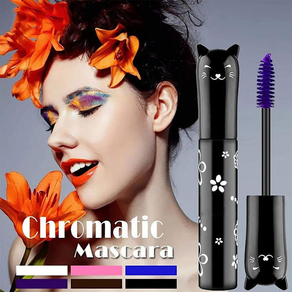Cat Eye Mascara Øjenmakeup Farve Mascara Vandtæt Hurtigtørrende Blå