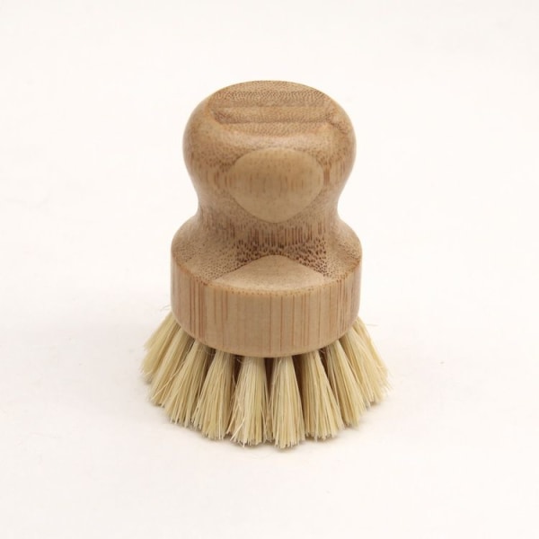 Diskborste i bambu och sisal, 8 cm rund köksborste, diskborste i trä, diskborste för handdisk för att diska krukor, tallrikar, tallrikar och fat