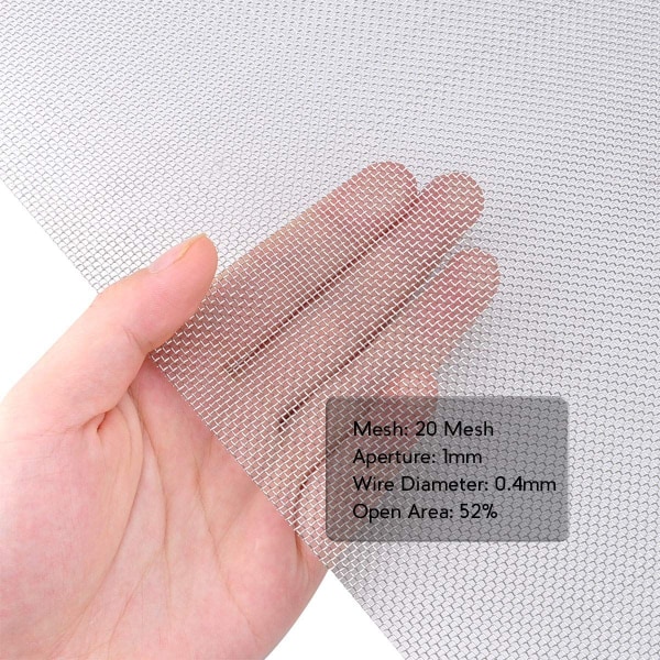 4-pack rostfritt stål vävt trådnät mesh aldrig, mesh 30x21 cm (300x210 mm), värmebeständigt mesh, 1 mm hål 20 mesh