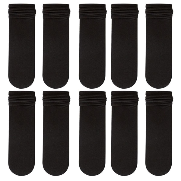 Transparente krydsknæstrømper i silke, sorte, 50 cm KLB