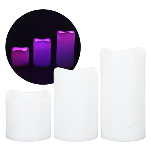 3 stk LED stearinlys med timer, flere moduser, elektronisk RGB KLB