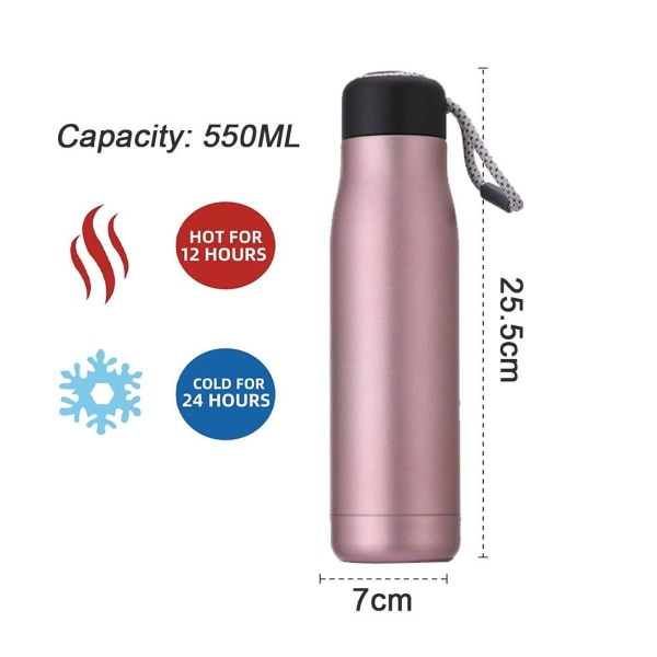 Rustfrit stål vakuumisoleret genanvendelig vandflaske Pink KLB