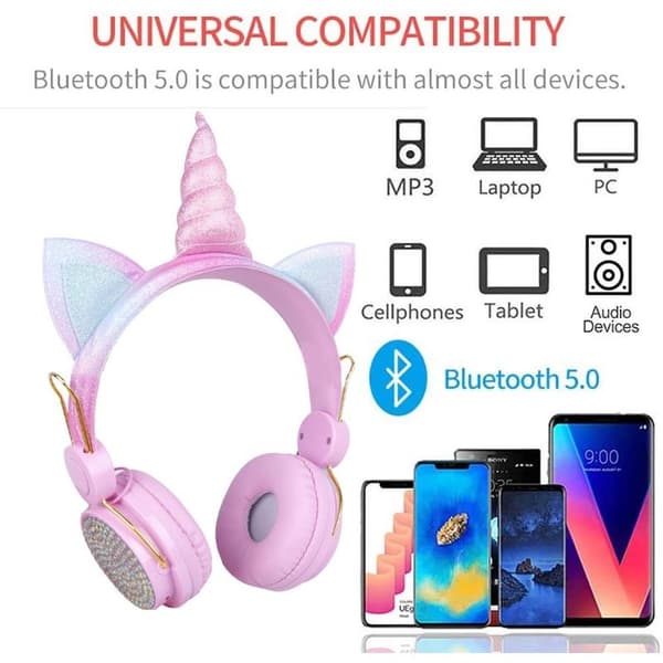 Barnehodetelefoner, sammenleggbare barnehodetelefoner, for rosa