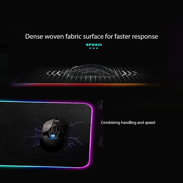 RGB-Gaming-musemåtte 340 x 245 x 3 mm, LED-musemåtte med