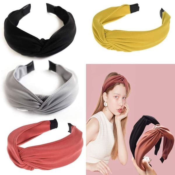 4 pannband för kvinnor, boho retro stil elastiska pannband
