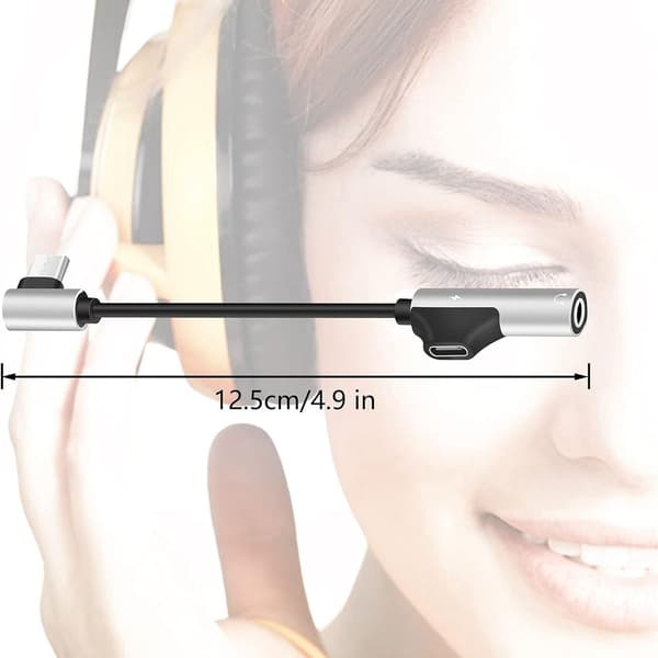 USB-C til 3,5 mm hovedtelefonstikadapter og oplader 90 grader