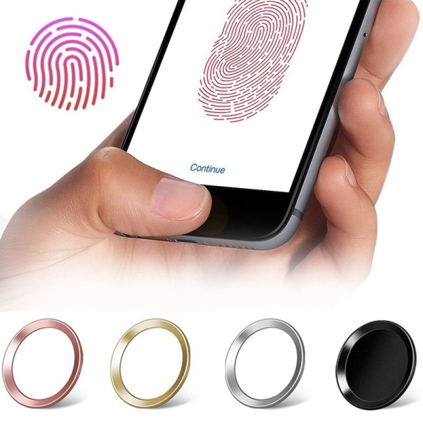 Pakkauksessa 4 iPhone-painiketarraa Tukee sormenjälkien tunnistuskosketusta