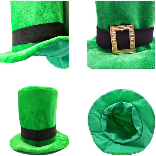 St. Patrick's Shamrock Top Hat Grön Flanell Top Hat för Män Kvinnor Lrish KLB