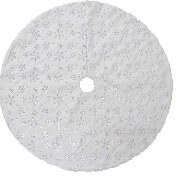 Vit snöflinga julgransmatta, 120 cm diameter KLB