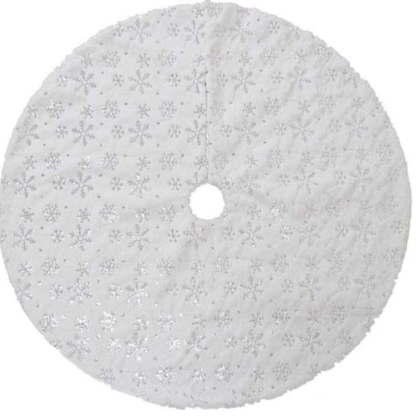 White snowflake Christmas tree skirt, 120cm diameter KLB