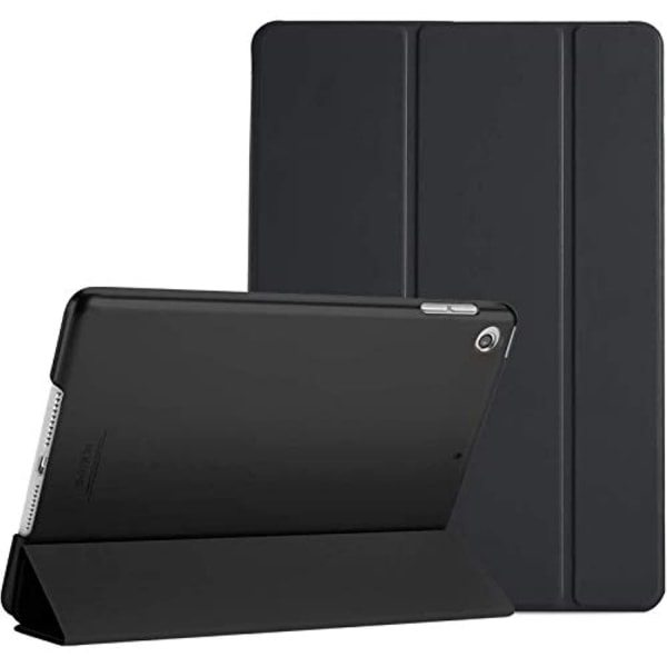 Case för iPad 10,2 tum (2021/2020/2019 modell, 9:e/8:e /cover med Auto Sleep/Wake Frosted Translucent Tri-Fold Side Sticker (svart)