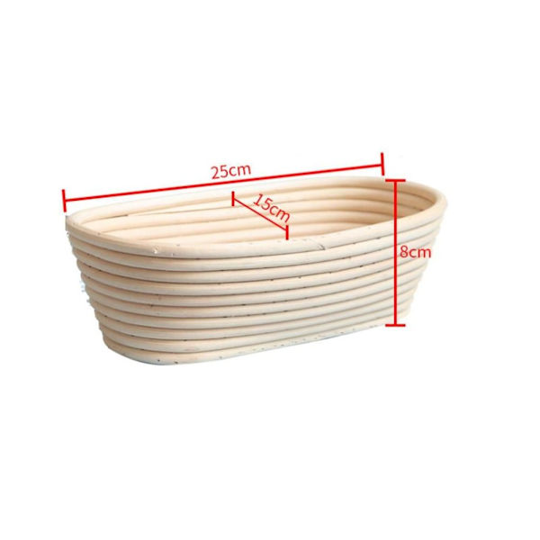 Jäsningskorg, för bröddeg, oval, längd: 25 cm, flätad, ljusbeige